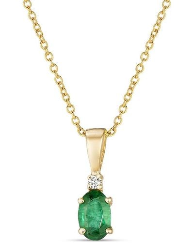 Le Vian ® 14k Honey Goldtm 0.33 Ct. Tw. Diamond & Emerald Pendant Necklace - Metallic