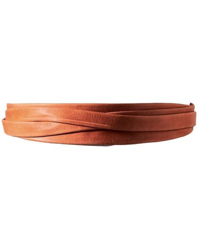 Ada Midi Wrap Leather Belt - Brown