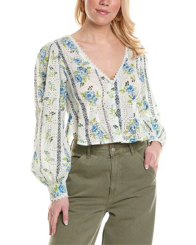 Free People Blossom Eyelet Top - Green