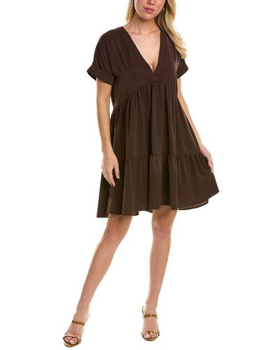 AREA STARS V-neck Tier Mini Dress - Brown