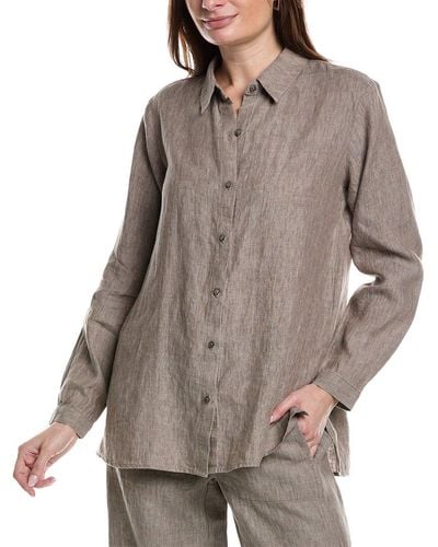 Eileen Fisher Classic Linen Shirt - Grey