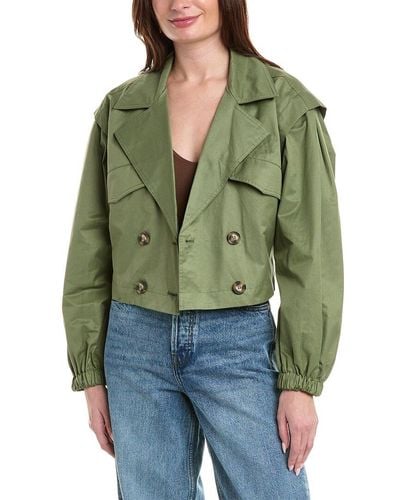 Free People Looking Glass Crop Trench Coat - Green