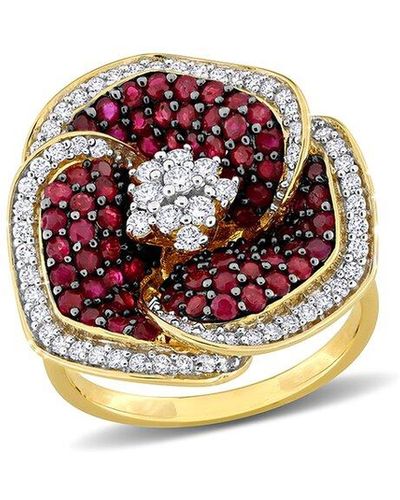Rina Limor 14k 2.25 Ct. Tw. Diamond & Ruby Floral Ring - Multicolor
