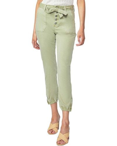 PAIGE High Rise Mayslie Self Tie Vintage Light Pistachio Straight Ankle Jean - Green