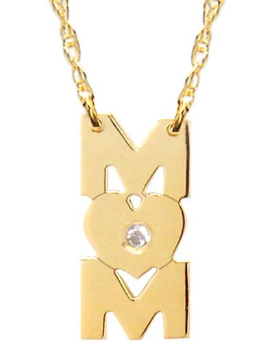 Jane Basch 14k Diamond Mom Vertical Necklace - Metallic