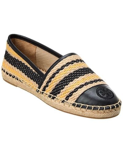 Tory Burch Colorblocked Jute & Leather Espadrille - Brown