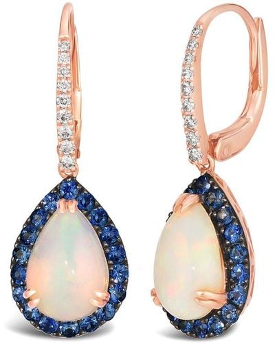 Le Vian Le Vian 14K 0.86 Ct. Tw. Diamond & Opal Earrings - Blue
