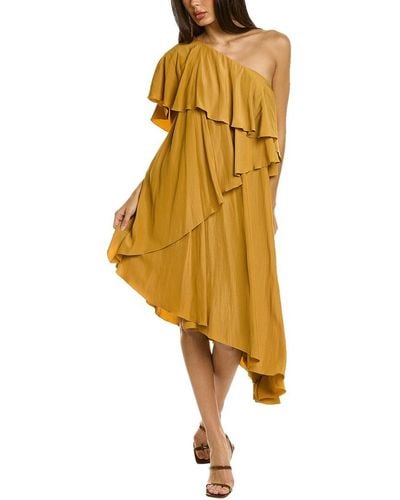 Lanvin One-shoulder Midi Dress - Yellow