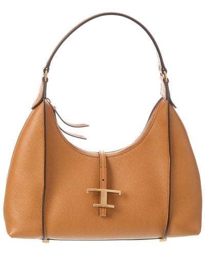 Tod's T Timeless Small Leather Hobo Bag - Brown