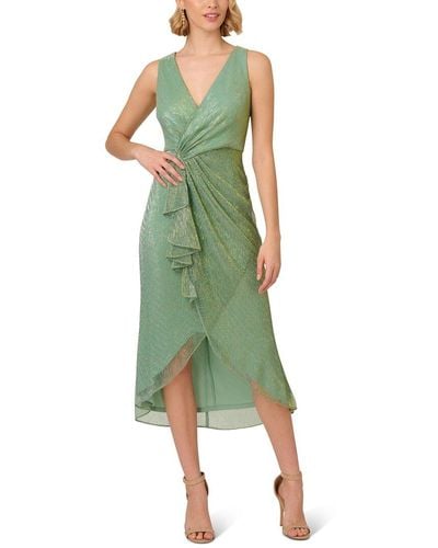 Adrianna Papell Nailhead Crinkle Midi Dress - Green