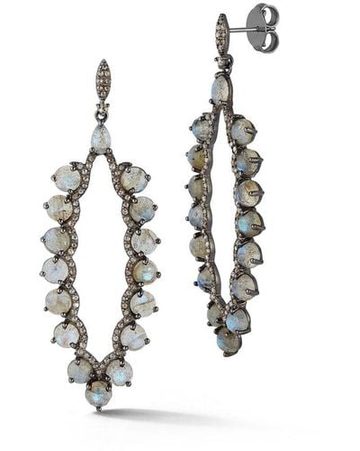 Banji Jewelry Silver 19.16 Ct. Tw. Diamond & Labradorite Drop Earrings - White