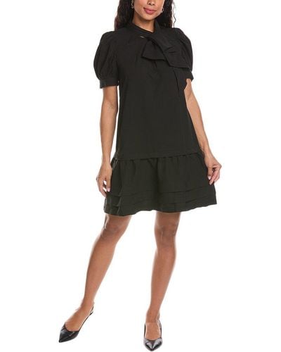 Gracia Puff Sleeve Shift Dress - Black