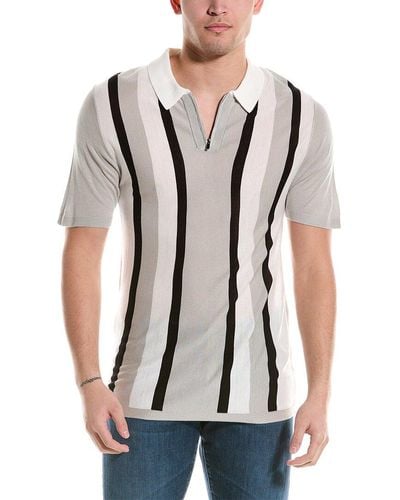 Truth Industry Vertical Stripe 1/4-zip Polo Shirt - Black