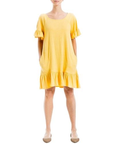 Max Studio Flutter Sleeve Dress - Yellow