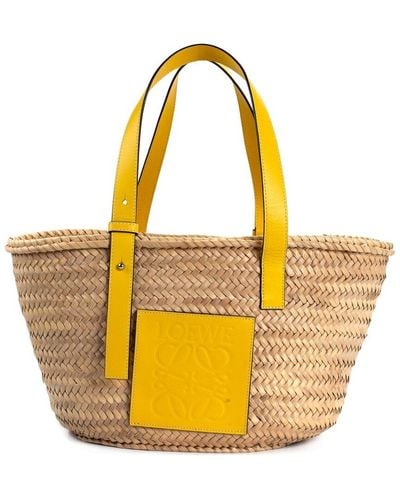 Loewe Raffia Anagram Basket Bag (Authentic Pre-Owned) - Yellow
