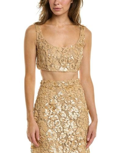 Michael Kors Floral Lace Cropped Tank - Natural