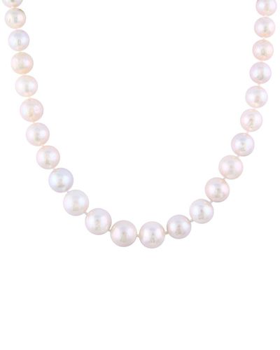 Splendid Rhodium Plated 12-15mm Freshwater Pearl Necklace - White