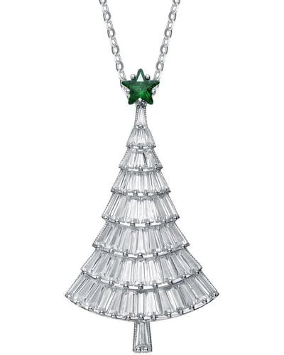 Genevive Jewelry Plated Christmas Tree Brooch - White
