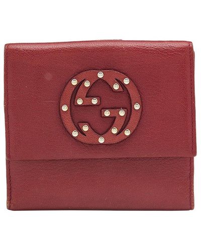 Gucci Leather Gg Interlocking French Wallet (Authentic Pre-Owned) - Red
