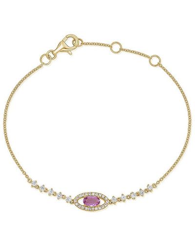 Sabrina Designs 14k 0.64 Ct. Tw. Diamond & Pink Sapphire Chain Bracelet - Metallic