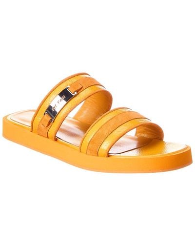 BY FAR Easy Leather & Suede Sandal - Metallic