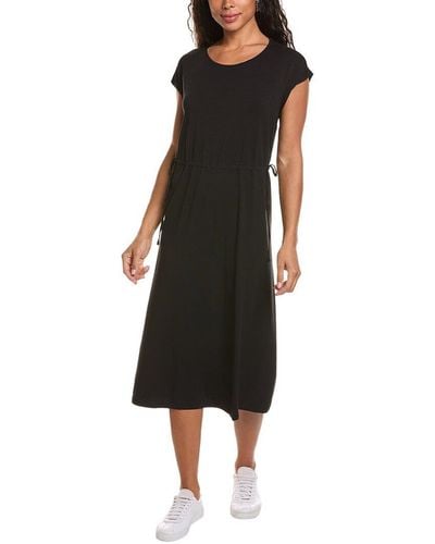 Eileen Fisher Jewel Neck Midi Dress - Black