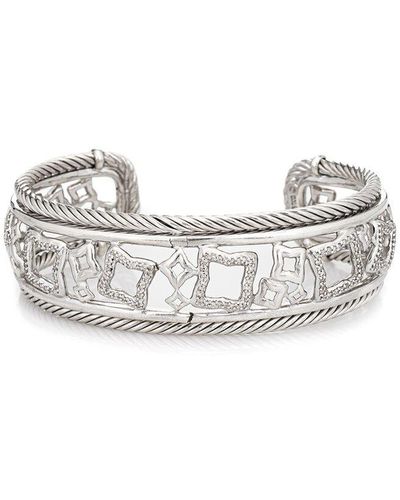 David Yurman Quatrefoil 0.50 Ct. Tw. Diamond Cuff Bracelet (Authentic Pre-Owned) - White