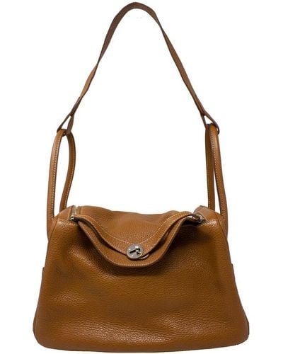 Hermès Brown Clemence Leather Lindy
