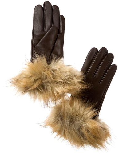 Surell Full Skin Leather Gloves - Metallic