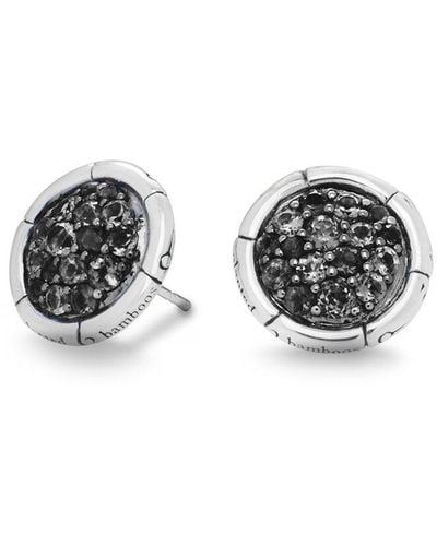 John Hardy Bamboo Silver Black Sapphire Small Round Studs