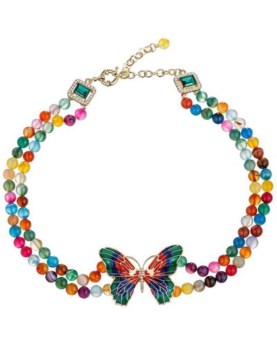 Eye Candy LA The Luxe Collection Monarch Rainbow Butterfly Pendant Necklace - Blue