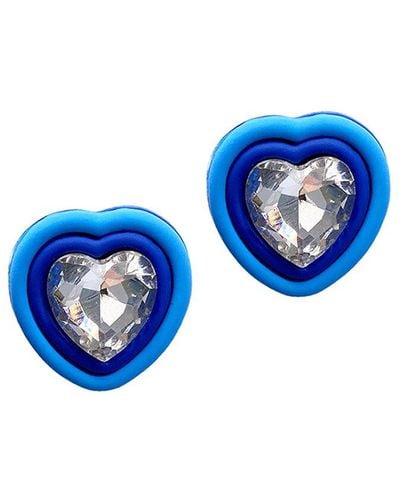 Adornia Crystal Heart Studs - Blue