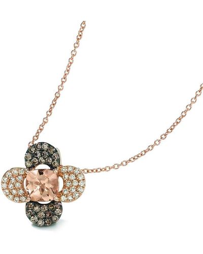 Le Vian 14k Rose Gold 1.08 Ct. Tw. Diamond & Morganite Pendant Necklace - Metallic