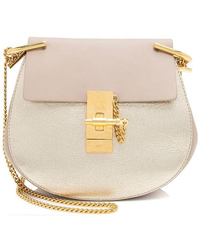 Chloé Lambskin Leather Drew Mini Shoulder Bag (Authentic Pre- Owned) - Natural