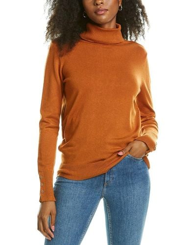 Joseph A Button Cuff Turtleneck - Orange