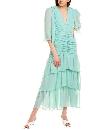Beulah London Ruched Maxi Dress - Green