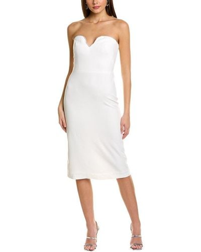 ML Monique Lhuillier Strapless Midi Dress - White