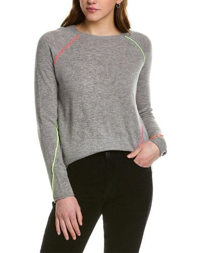Lisa Todd Neon Trim Wool & Cashmere-blend Sweater - Gray