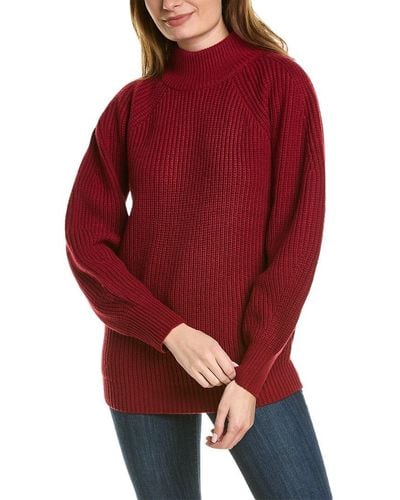 BCBGMAXAZRIA Oversized Turtleneck Wool-blend Sweater - Red