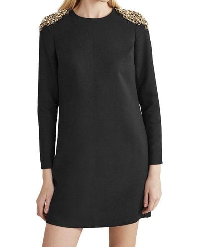 Boden Beaded Wool-blend Mini Shift Dress - Black