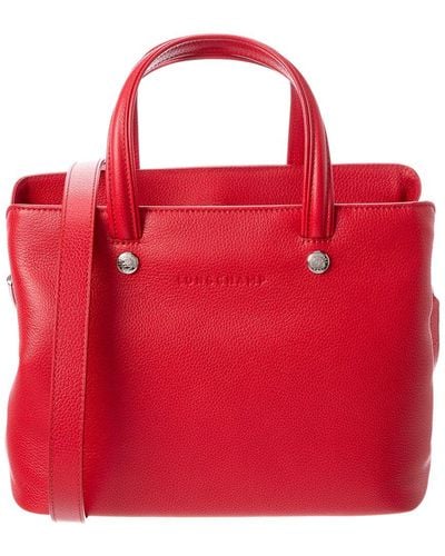Longchamp Le Foulonne Leather Top Handle Tote - Red