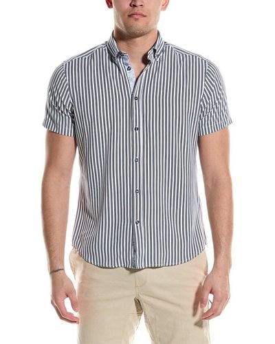 Report Collection Recycled 4-way Stripe Shirt - Blue