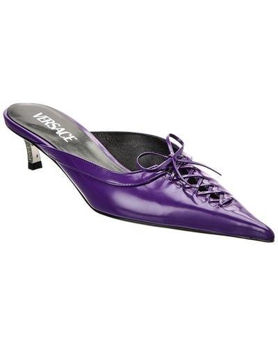 Versace Pin-point Leather Mule - Purple