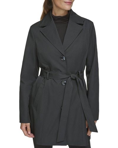 Kenneth Cole Lightweight Soft Shell Trench Coat - Black