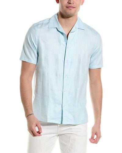 Ted Baker Seamus Regular Fit Linen-blend Shirt - Blue