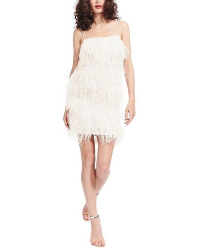 EMILY SHALANT Bra-friendly Feather Mini Dress - White
