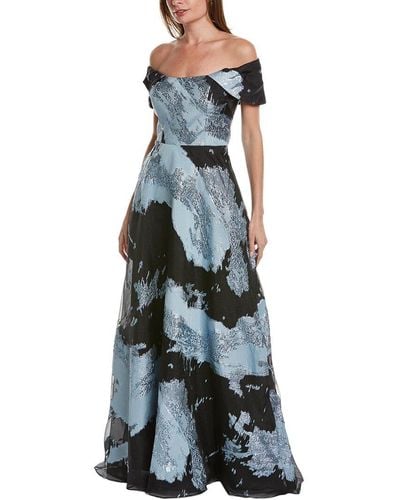 Teri Jon Off-the-shoulder Gown - Blue