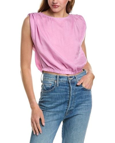 Bella Dahl Shirred Shoulder Keyhole Back T-shirt - Pink