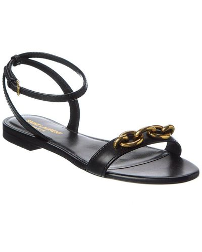 Saint Laurent Le Maillon Leather Sandal - Black