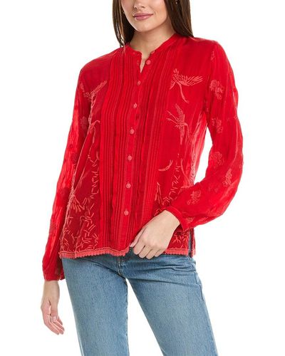 Johnny Was Lily Crane Blouse - Red